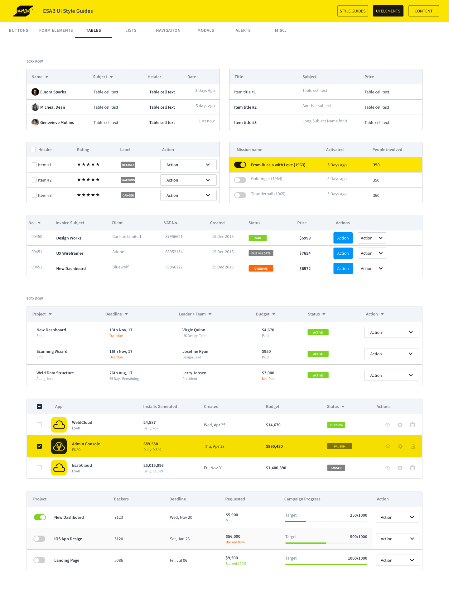 Esab-UI-Elements-Tables